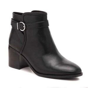 Essex Lane Ankle Boot Leather Jodhpur Strap Short Booties Block H 2-3/4” BLK 9.5